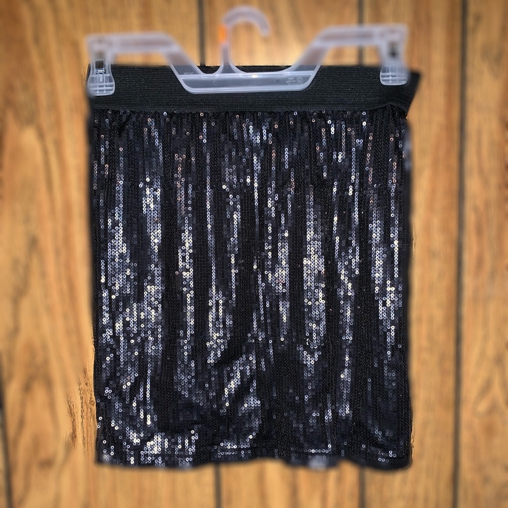 Black glitter mini skirt